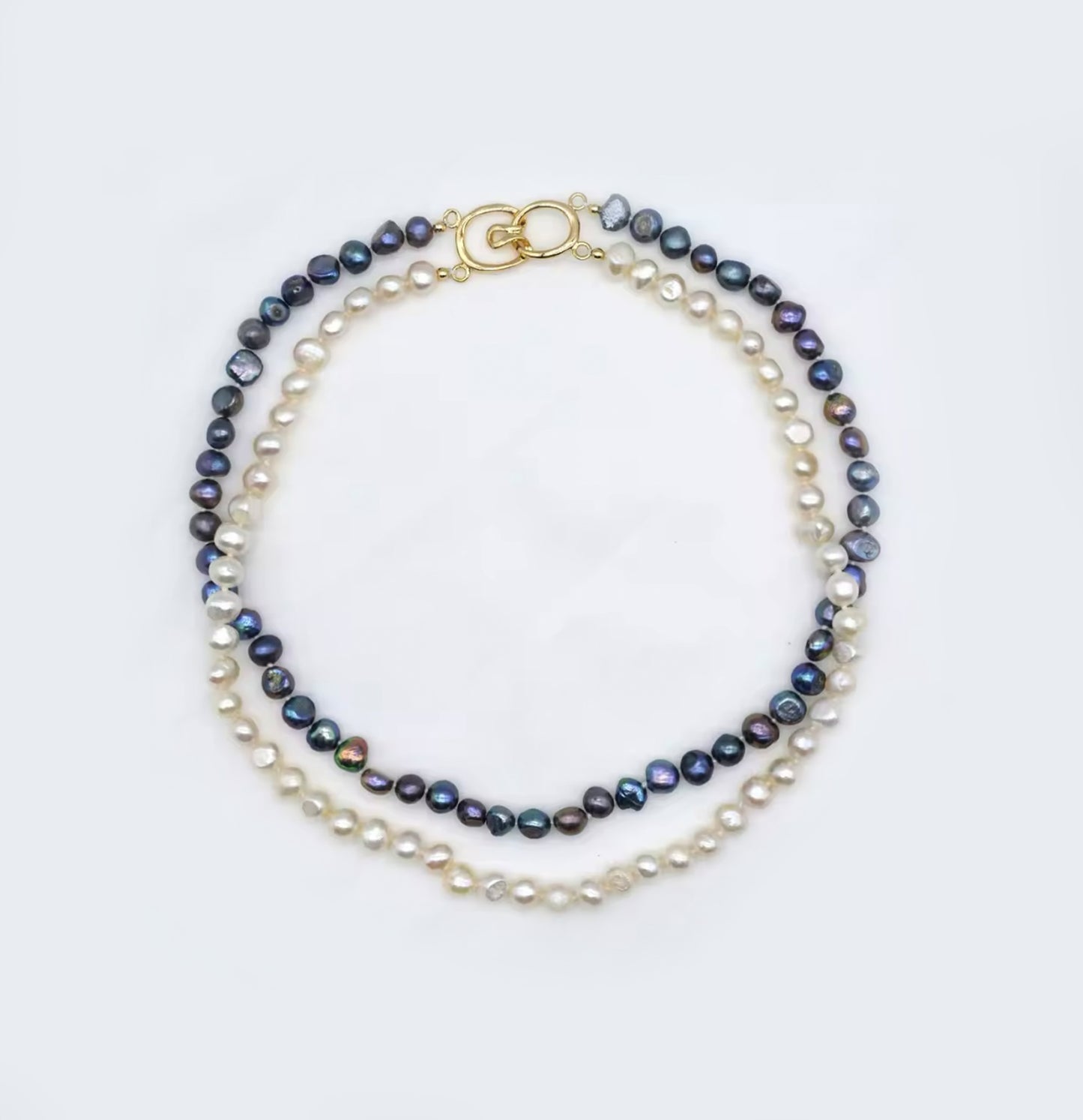 Double Natural Pearl Necklace Multi