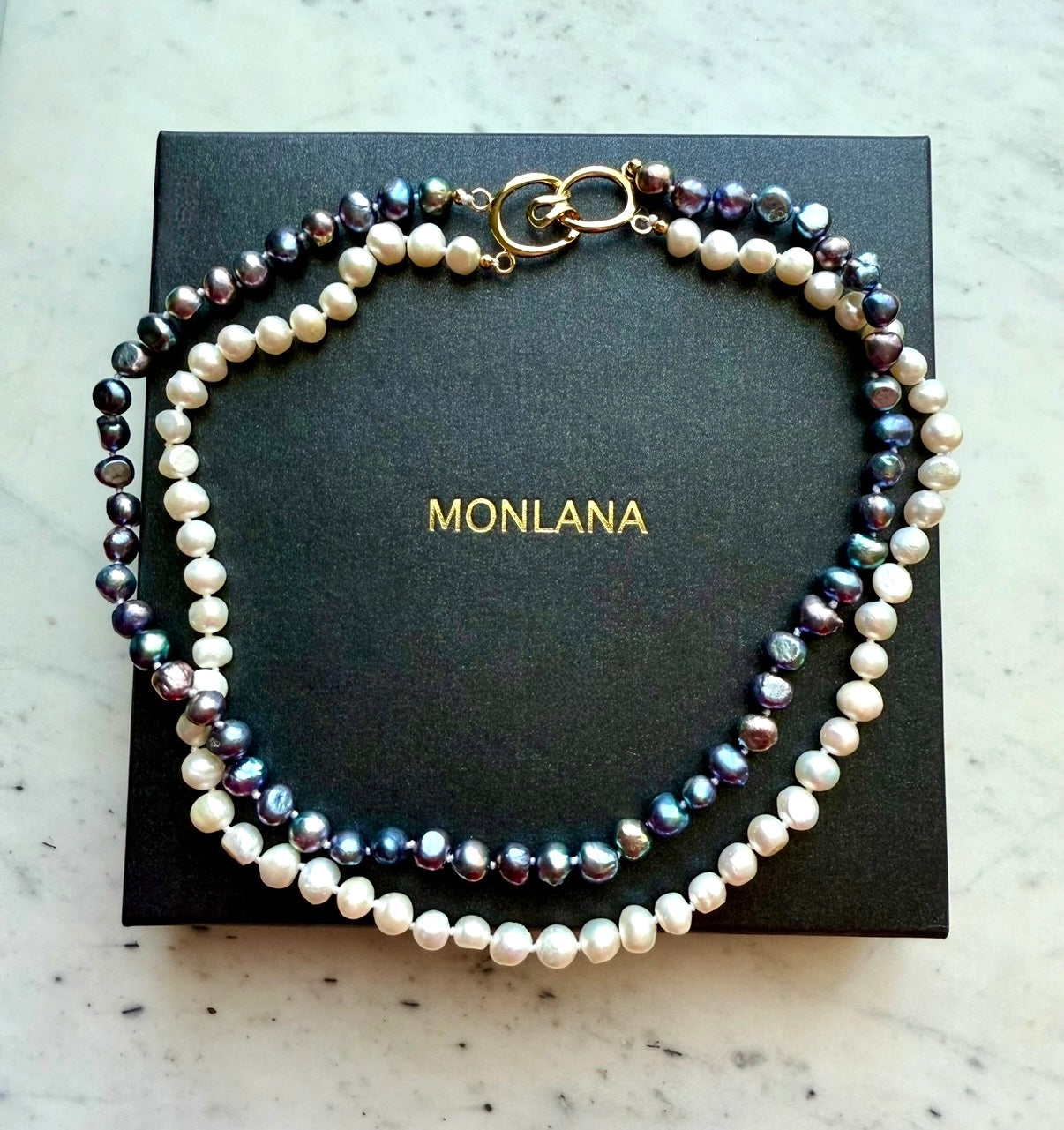 Double Natural Pearl Necklace Multi