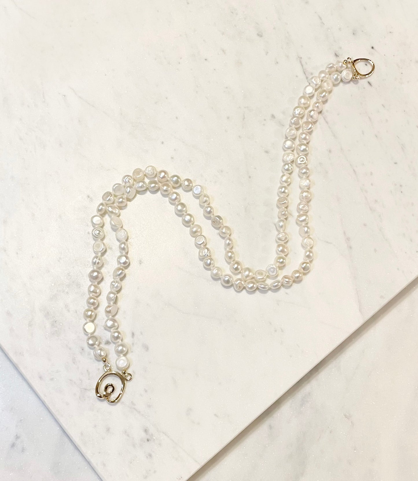 Double Strand Pearl Necklace with Gold Clasp