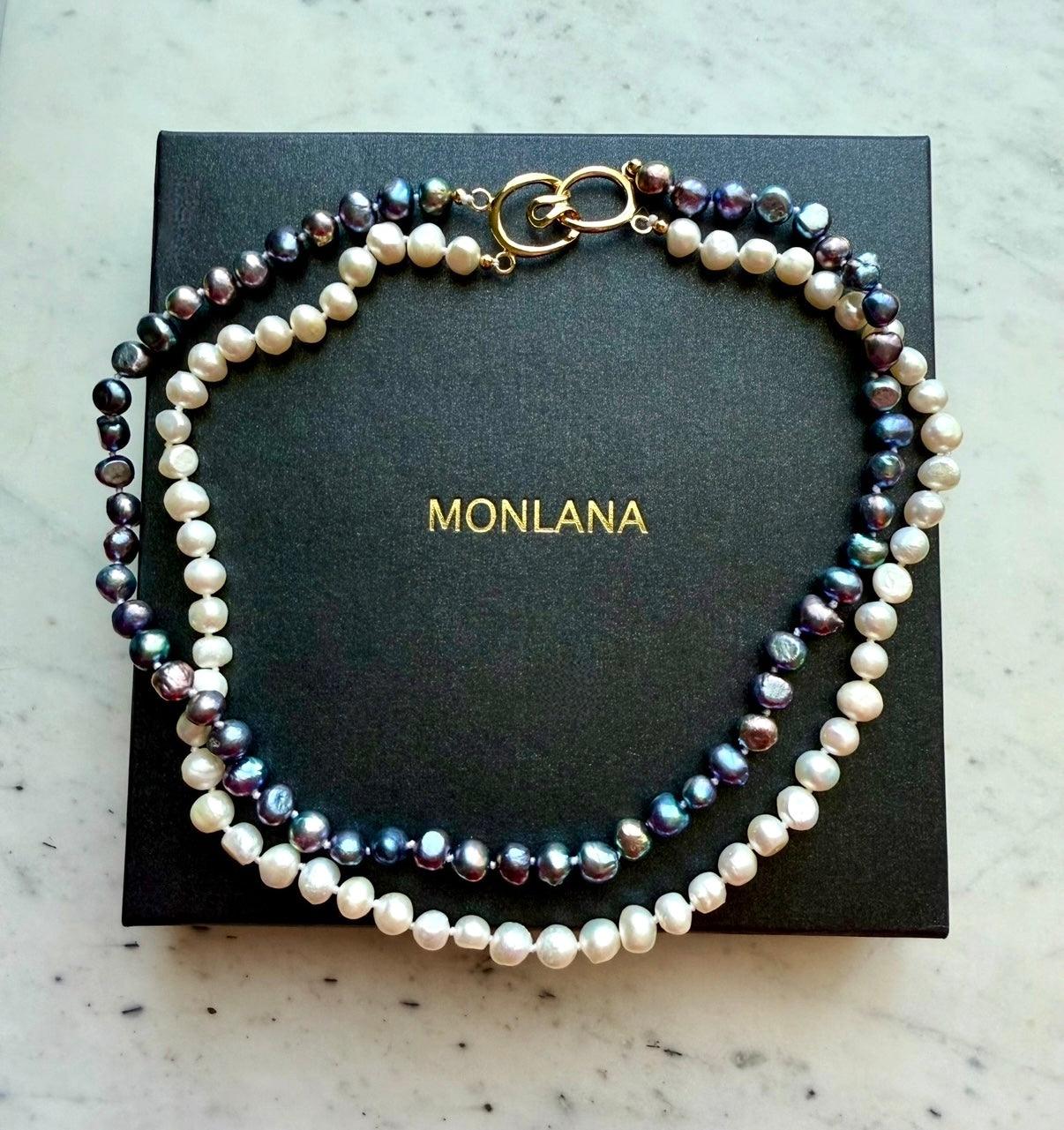 Double Natural Pearl Necklace Multi