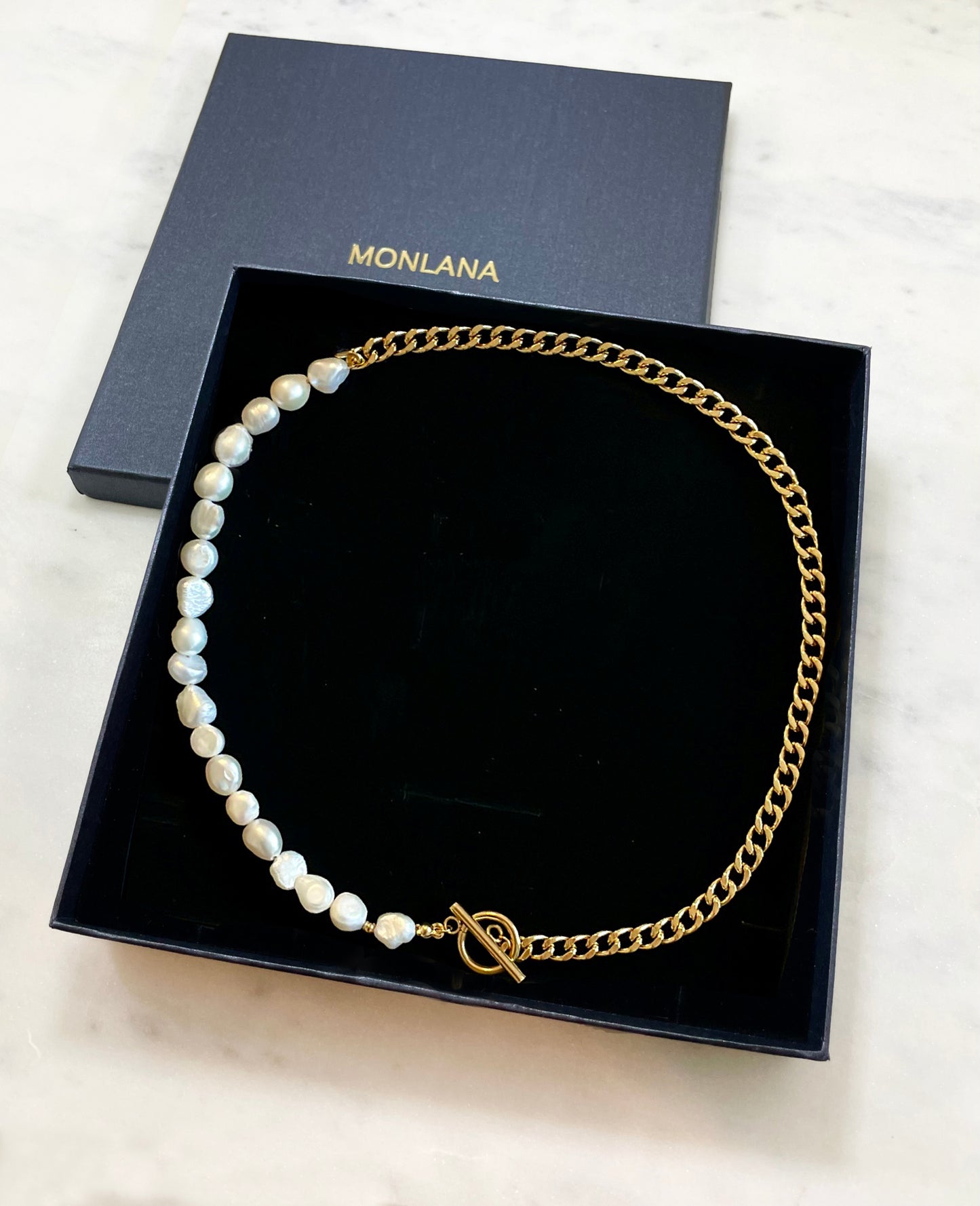 Hanna Natural Pearl - Gold Chain Necklace