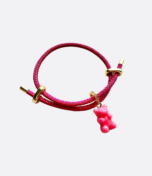 Pink Miami Adjustable Bracelet with Pink Gummy Bear
