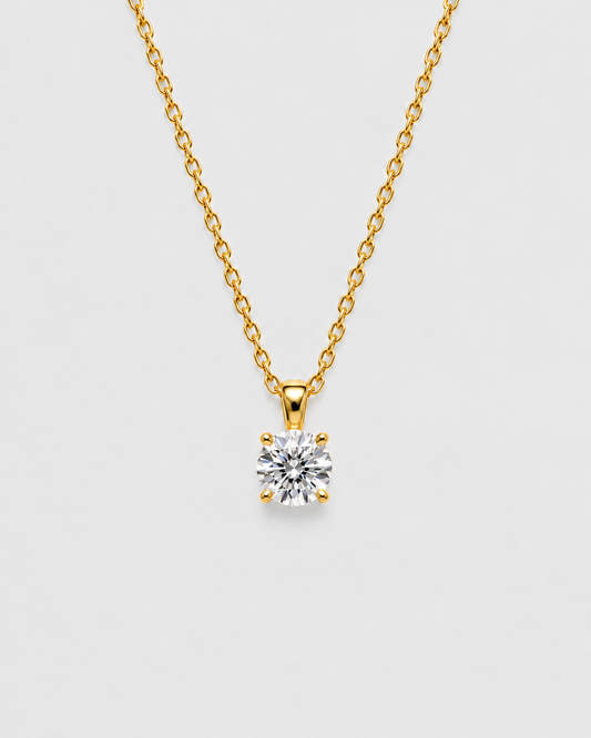 MONLANA Lab-Grown Diamond Necklace 1.00 ct with 18K gold-plated chain and round brilliant diamond pendant