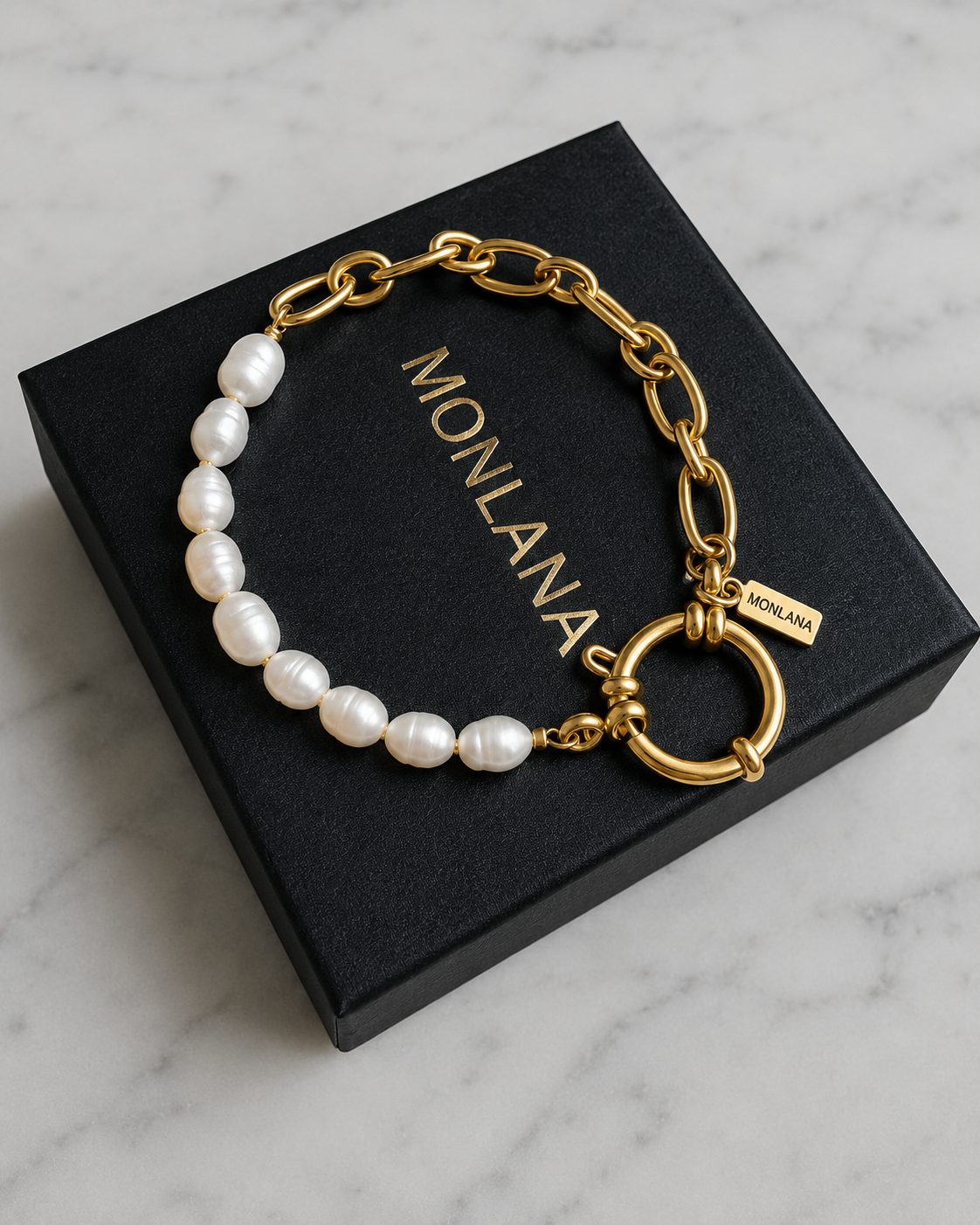 MONLANA Monaco Natural Pearl Bracelet with natural freshwater pearls with gift box