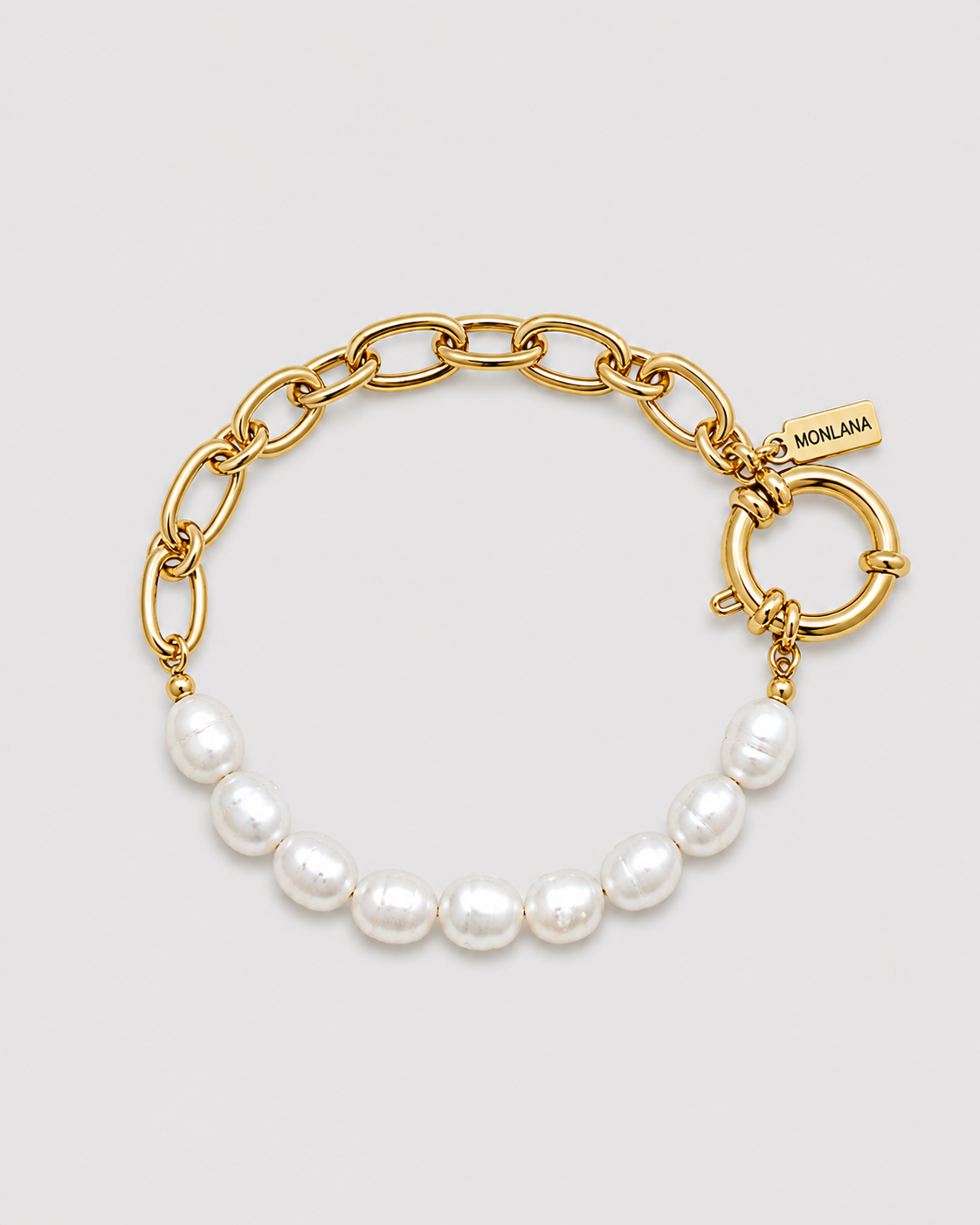 MONLANA Monaco Natural Pearl Bracelet with freshwater pearls and gold chain