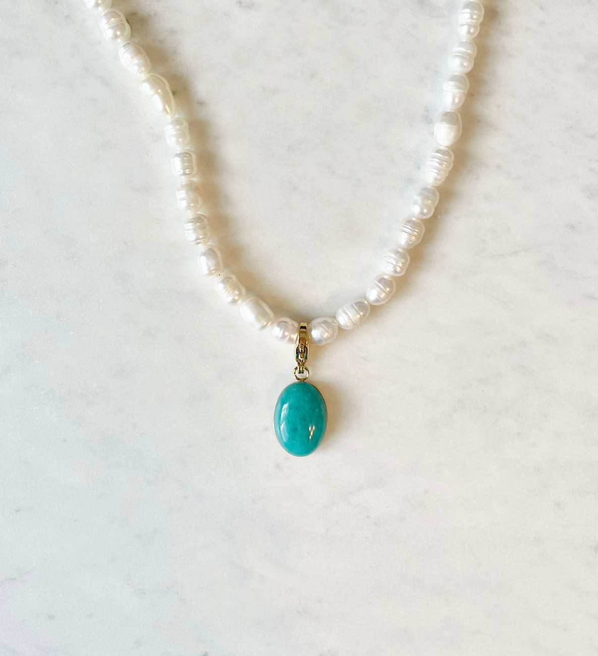 Turquoise Natural Stone Pearl Necklace