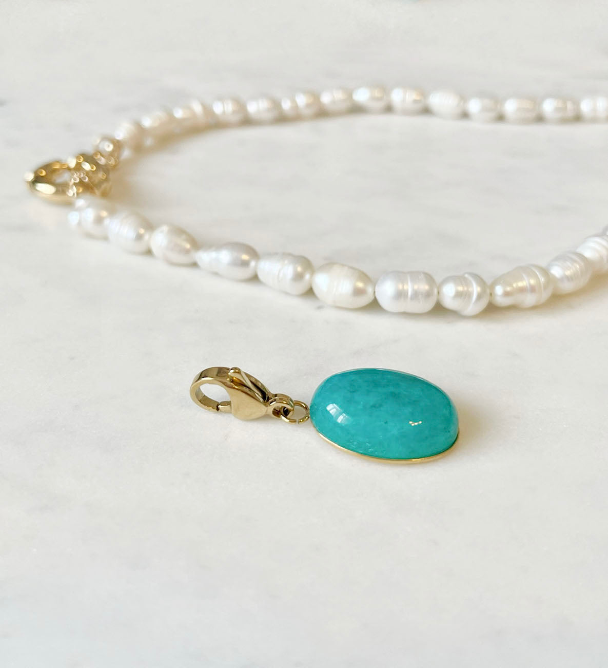 Turquoise Natural Stone Pearl Necklace