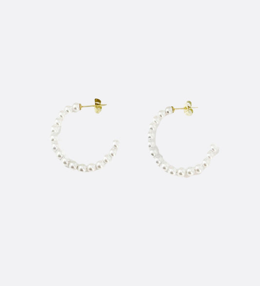 Pearl Circle Hoops Earrrings