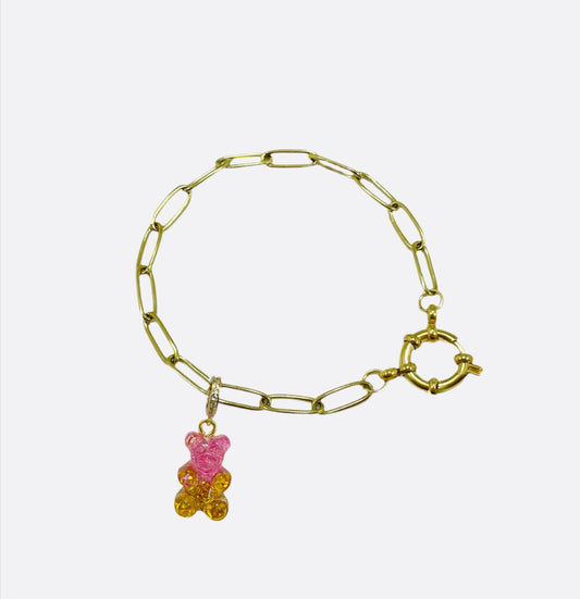 Gummy Bear Adjustable Bracelet - Pink/Yellow