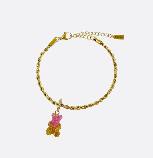 Pink/Yellow Gummy Bear Bracelet