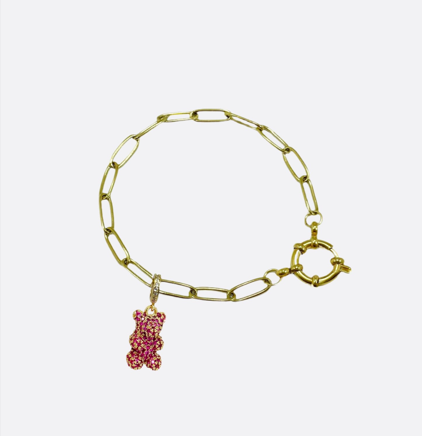 Pink Shiny Gummy Bear Adjustable Bracelet 