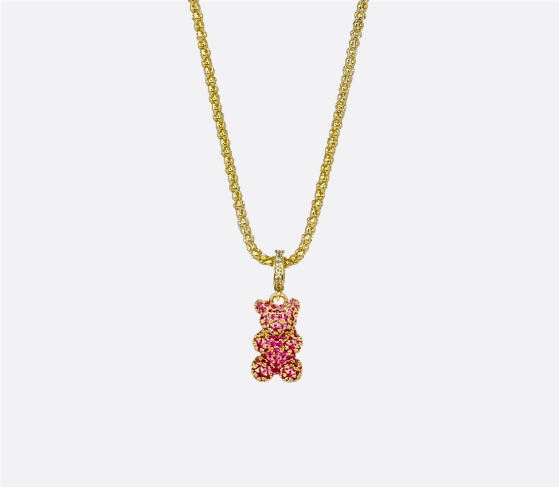 Shiny Gummy Bear Necklace - Pink