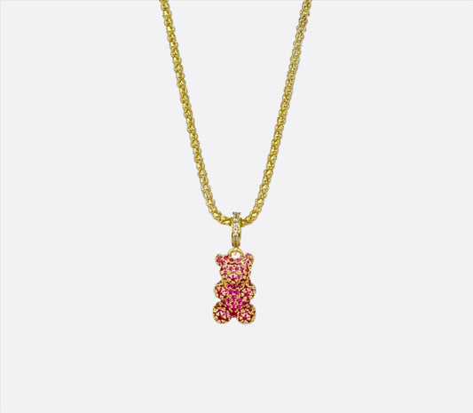 Shiny Gummy Bear Necklace - Pink