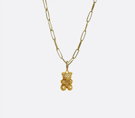 Shiny Gummy Bear Adjustable Necklace - Gold