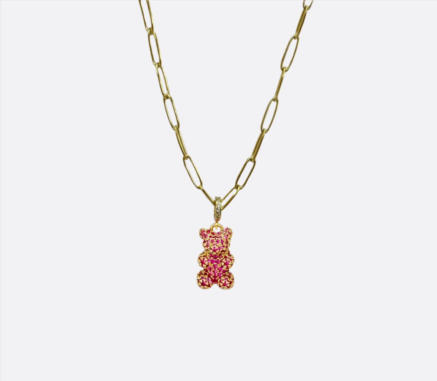 Pink Shiny Gummy Bear Adjustable Necklace